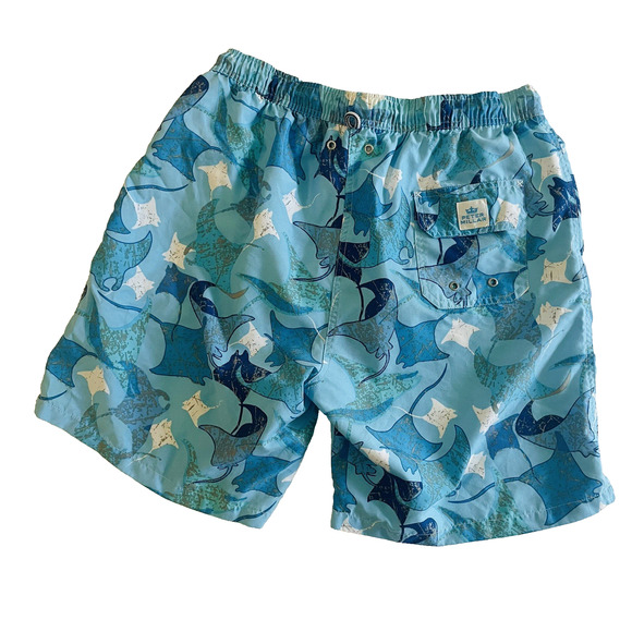 Peter Millar Swim Trunks Blue White Stingrays Drawstring Pockets Size Large - Picture 3 of 8